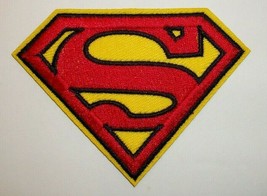 Superman &quot;S&quot; Patch~3 3/8&quot; x 2 1/2&quot;~Embroidered Applique~DC Comics~Iron or Sew on - £2.70 GBP