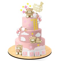 41 Pcs Bear Cake Toppers Baby Shower Mini Bear Cake Decorations We Can Bearly Wa - £30.46 GBP