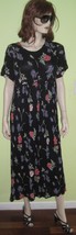 Vintage PIOKO Women&#39;s Ladies Floral Pattern Long Dress Skirt Short Sleeve Sz L - £27.53 GBP