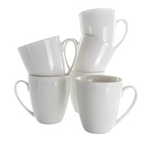 Elama Rosales 6 pc 12 fl oz Porcelain Mug Set in White - £32.58 GBP