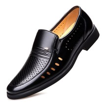 2021 Men Summer Leather Shoes Pointed Toe Quality Black Microfiber Leath... - £56.70 GBP