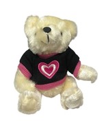 Dan Dee Black Sweater Teddy Bear Pink Heart Plush Tan Small Stuffed Anim... - $112.66 MXN
