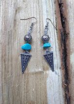 Turquoise Silver earrings Antique earrings Ethnic earrings Boho Earrings... - $47.88 CAD