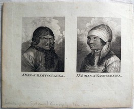 Engraving Man &amp; Woman Of Kamaschatka Russia c1790 Bankes Geography - $28.50