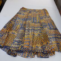Ruby Rd. RN#107680 Women's Yellow/Blue Pleated Pull-On Skirt Size 16 image 2