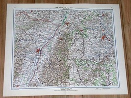 1943 Vintage Map Of BADEN-WUERTTEMBERG Stuttgart Karlsruhe Strassbourg Germany - $26.01