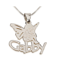 Angel Pendant With Name Necklace: Sterling Silver, 24K Gold, Rose Gold - £87.92 GBP