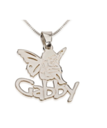 ANGEL PENDANT WITH NAME NECKLACE: STERLING SILVER, 24K GOLD, ROSE GOLD - £87.66 GBP
