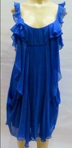 Bcbg Maxazria Larkspur Blue Silk Dress, Ruffles, Pockets Pre-Owned - £28.20 GBP