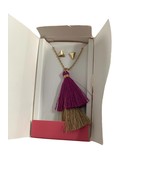 Lily Sky Tassel Necklace Triangle Earring Stud Set Gold Tone 22&quot; Adjusta... - £11.64 GBP