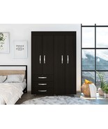 Mobile Armoire Wardrobe Closet w/ Drawers &amp; Shelves - Black - $20,129.07 MXN