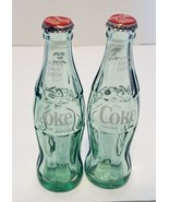 Coca-Cola Vintage Green Glass Empty Bottles Lot of Two 6 1/2 fl oz Hobbl... - $21.66