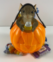 Charming Tails You&#39;re A Real Treat Halloween Candy Corn Pumpkin Figurine - £34.95 GBP