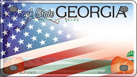 Georgia Peach Half American Flag Novelty Mini Metal License Plate Tag - £11.75 GBP