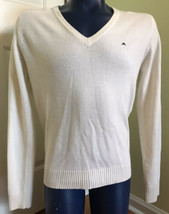 J Lindeberg 21st Century Lifestyle white cream V Neck Merino Wool Sweater LARGE - £37.56 GBP