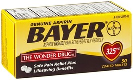 Bayer Genuine Aspirin Coated Tablets, 325 mg, 50 Count - Aspirina.. - £12.65 GBP