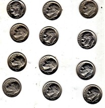 Roosvelt Dimes Coin - U. S. Coins - Lot of 12 coins assorted dates 1968 to 1992 - £2.94 GBP