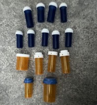 Pill Bottles Empty Plastic Amber &amp; Blue Prescription Medicine Crafts Sto... - £7.03 GBP