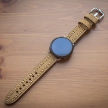 Samsung Watch 4 5 Pro Premium Thick Italian Leather Watch Strap 20mm Brown - $27.22