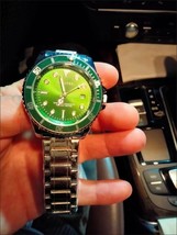 trendy calendar steel strip watch quartz bezel rotatable luminous - $18.80