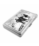 Vintage Skiing D17 Cigarette Case with Built in Lighter Metal Wallet Skiers - $20.74