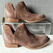 Born Kerri Brown Distressed Leather Ankle Boot Cut Out Back Zip - Women&#39;... - $94.95