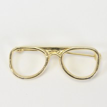 Gold Eye Glasses Frame Brooch 2&quot; L x .7H Estate Sale Find - £7.70 GBP