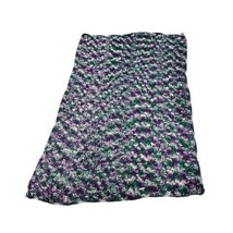 Crochet Lap Bed Throw blanket Afghan 32”x50” Dark Purple Green White Baby Crib  - $22.88