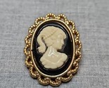 Vintage Victorian-Style Replica Oval Pin/Brooch, Gold Tone 1.25&#39;&#39; Diamet... - $9.49