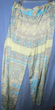 Victoria’s Secret Silky Satin Pajama Bottoms Lounge Yellow Green Paisley... - £20.75 GBP