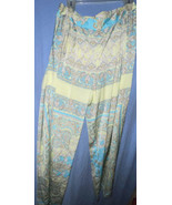 Victoria’s Secret Silky Satin Pajama Bottoms Lounge Yellow Green Paisley... - $494.22 MXN