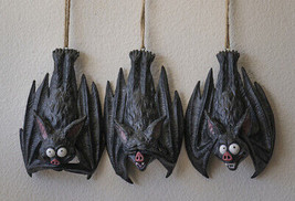 Gothic Vampire See Hear Speak No Evil Comical Bats Hanging Ornament Set of 3 - £48.21 GBP