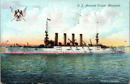 U.S. Armored Cruiser &quot;Maryland&quot; Postcard Round Dated Portland Ore June 17, 1907 - £4.22 GBP