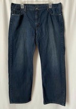 Men&#39;s Levi&#39;s 569 Jeans Denim Pants Size 42X31 Darker Blue Nice Shape - £14.34 GBP