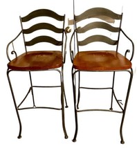 Ethan Allen Legacy Two French Country Iron Maple Bar Stools SEE PHOTOS Local PU - £261.62 GBP