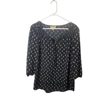 Princess Vera Wang Women&#39;s Blouse Top Large Black Yellow Floral Print Cu... - $14.99