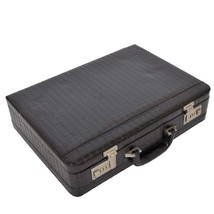 DR497 Croc Print Large Briefcase Classic Faux Leather Bag Black - £46.51 GBP