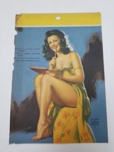 January 1948 Moore Pinup Girl Calendar Page Brunette Sun Dress Pen Pencil Write - £5.36 GBP