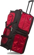 Dejuno 28&quot; Lightweight Denim Drop Bottom Rolling Duffel Bag RED BRAND NEW - £51.89 GBP