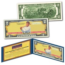 BABE RUTH 1933 Goudey #53 Yellow Yankees iconic Card Art on Authentic $2 US Bill - £11.92 GBP