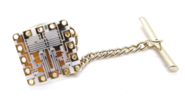 Computer Chip - Gold  Mens Tie Tack Lapel Pin Jewelry - £15.02 GBP