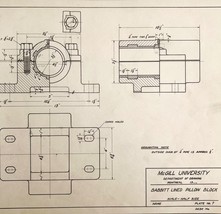 McGill University Babbitt Lined Pillow Blk 1965 Mechanical Drawing Print... - $557.00 MXN