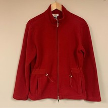 Talbots Red Fleece Women’s Medium Full Zip Jacket Christmas Holiday Fall... - £21.67 GBP