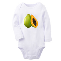 Babies Fruit Papaya Pattern Romper Newborn Bodysuit Infant Jumpsuit Long Outfits - £8.71 GBP