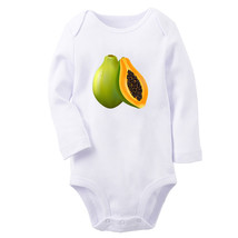 Babies Fruit Papaya Pattern Romper Newborn Bodysuit Infant Jumpsuit Long Outfits - £8.28 GBP