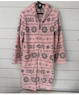 Ellen Tracy Pink Fleece Robe with Gray Pattern - $14.00