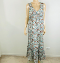 Rachel Zoe Green Floral Print Plunge Neck Women&#39;s Size M Ruffled A-Line Dress - £30.04 GBP