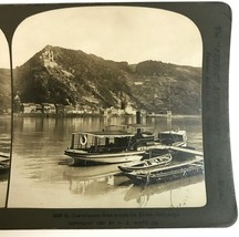 St Goarshausen Across the Rhine Boats Germany 1907 H C White Stereoview ... - $8.87