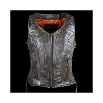 Vance Leather High Mileage Ladies Distressed Brown Lace Side Vest - £92.28 GBP+