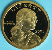 Gem Proof 2001 S Sacagawea Dollar Ultra Deep Cameo Exact Coin Pictured T... - £5.62 GBP